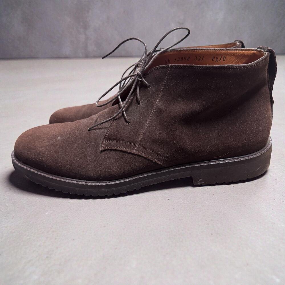 SALVATORE FERRAGAMO Chukka Brown Suede Lace-Up Ankle Boots Men’s 8.5 Italy